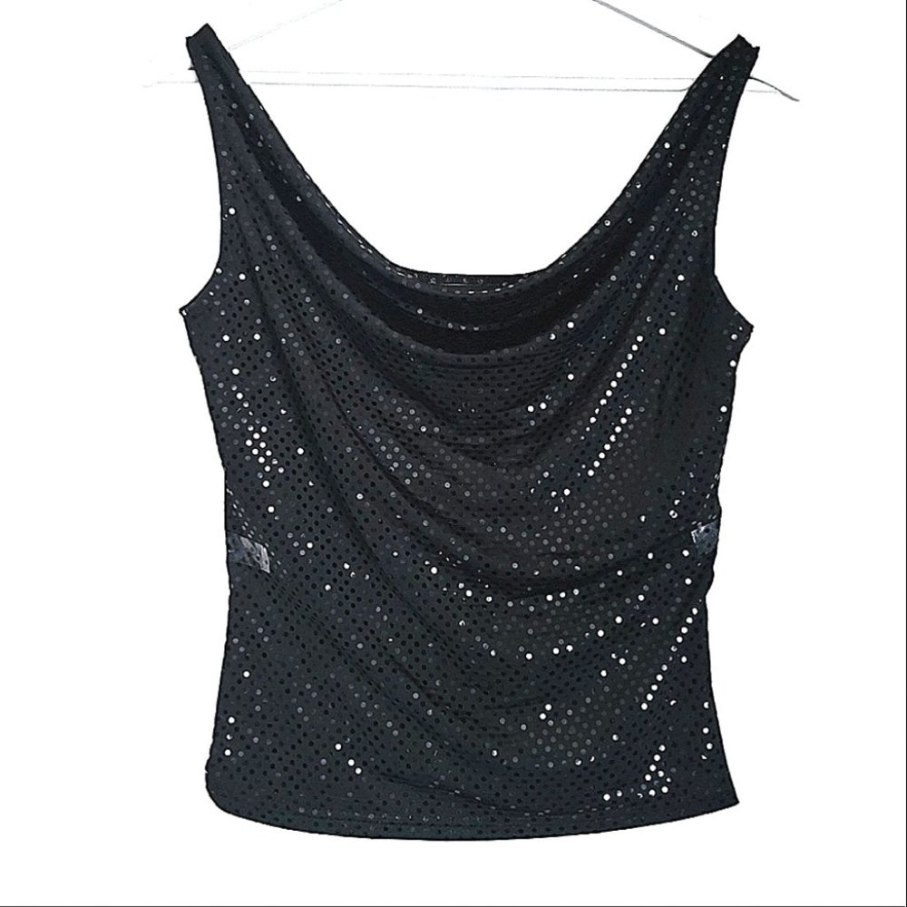 Tosca Sequins Tank Top Sleeveless Size Medium in Black